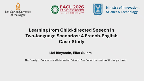 Learning from Child-directed Speech in Two-language Scenarios: A French-English Case-Study