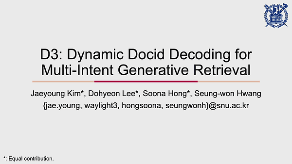 D3: Dynamic Docid Decoding for Multi-Intent Generative Retrieval