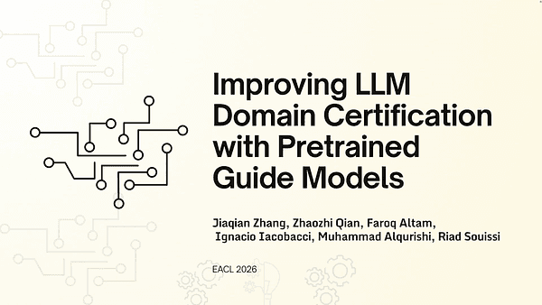 Improving LLM Domain Certification with Pretrained Guide Models