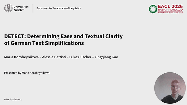 DETECT: Determining Ease and Textual Clarity of German Text Simplifications