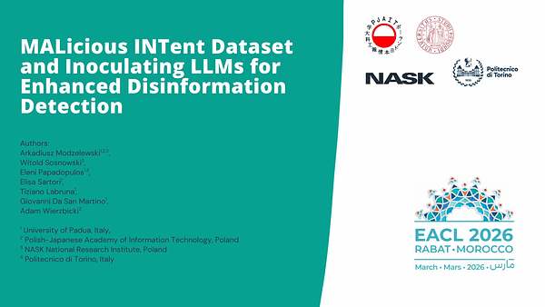 MALicious INTent Dataset and Inoculating LLMs for Enhanced Disinformation Detection