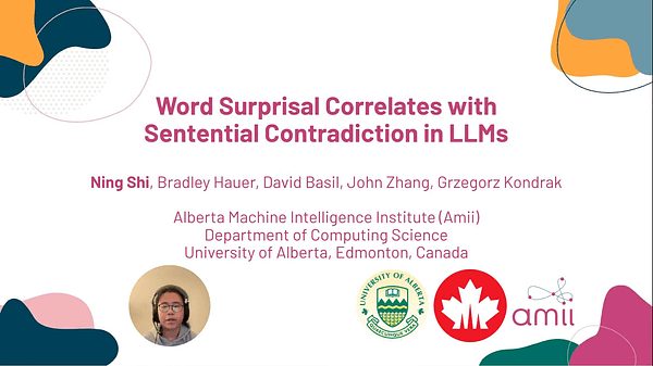 Word Surprisal Correlates with Sentential Contradiction in LLMs