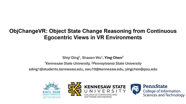 ObjChangeVR: Object State Change Reasoning from Continuous Egocentric Views in VR Environments