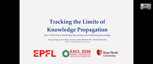 Tracking the Limits of Knowledge Propagation: How LLMs Fail at Multi-Step Reasoning with Conflicting Knowledge