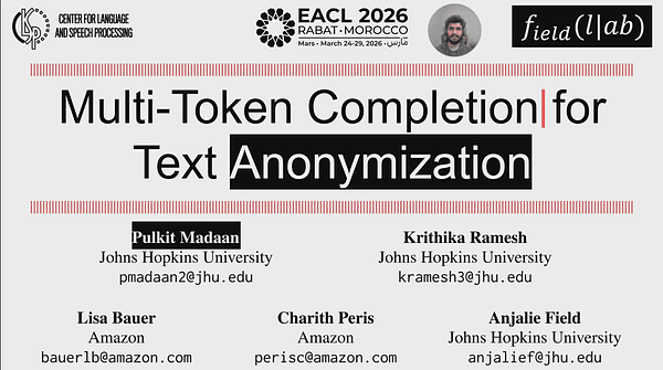 Multi-Token Completion for Text Anonymization