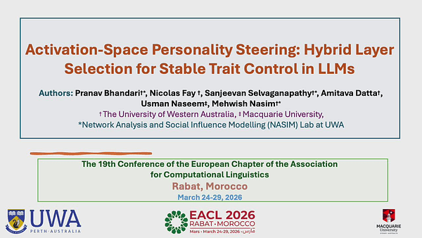 Activation-Space Personality Steering: Hybrid Layer Selection for Stable Trait Control in LLMs