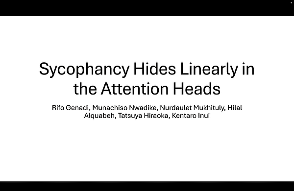 Sycophancy Hides Linearly in the Attention Heads
