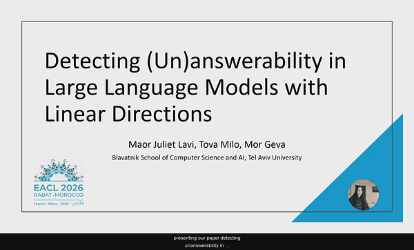 Detecting (Un)answerability in Large Language Models with Linear Directions
