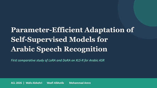 Parameter-Efficient Adaptation of Self-Supervised Models for Arabic Speech Recognition