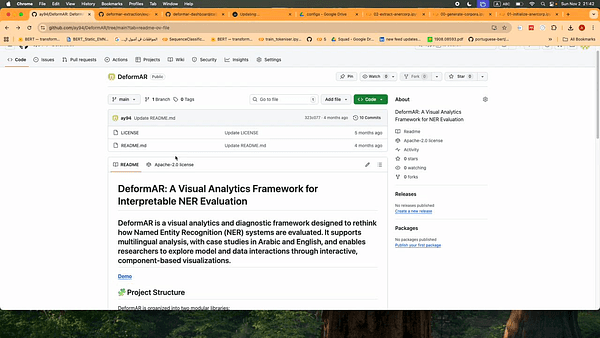 DeformAR: A Visual Analytics Framework for Evaluation of Arabic Named Entity Recognition