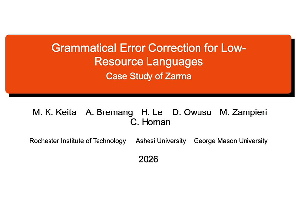 Grammatical Error Correction for Low-Resource Languages: The Case of Zarma