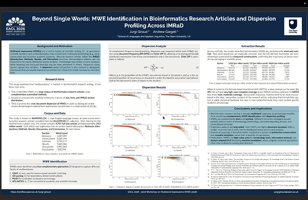 Beyond Single Words: MWE Identification in Bioinformatics Research Articles
and Dispersion Profiling Across IMRaD