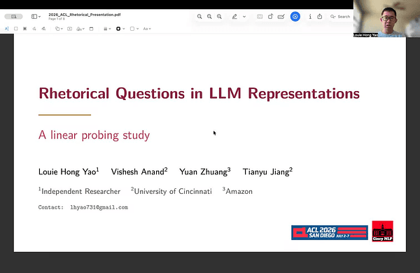 Rhetorical Questions in LLM Representations: A Linear Probing Study