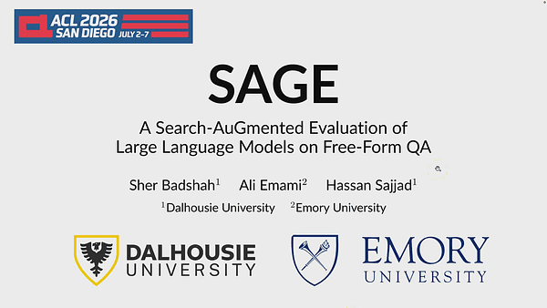 SAGE: A Search-AuGmented Evaluation of Large Language Models on Free‑Form QA