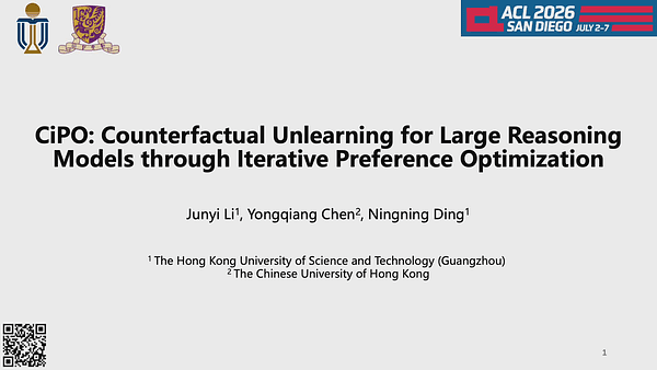 CiPO: Counterfactual Unlearning for Large Reasoning Models through Iterative Preference Optimization