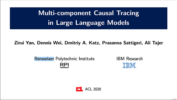 Multi-component Causal Tracing in Large Language Models