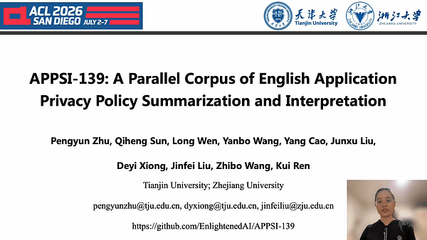 APPSI-139: A Parallel Corpus of English Application Privacy Policy Summarization and Interpretation