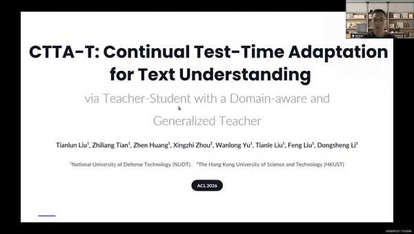 CTTA-T: Continual Test-Time Adaptation for Text Understanding via Teacher-Student with a Domain-aware and Generalized Teacher