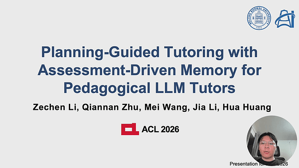 Planning-Guided Tutoring with Assessment-Driven Memory for Pedagogical LLM Tutors