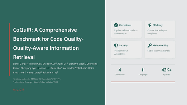 CoQuIR: A Comprehensive Benchmark for Code Quality-Aware Information Retrieval