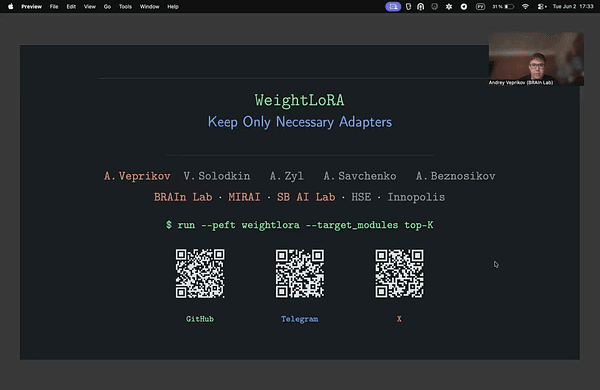 WeightLoRA: Keep Only Necessary Adapters