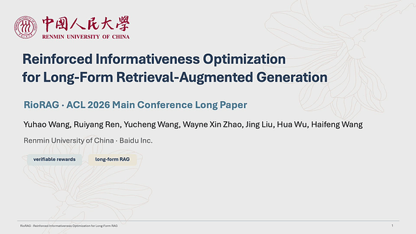 Reinforced Informativeness Optimization for Long-Form Retrieval-Augmented Generation