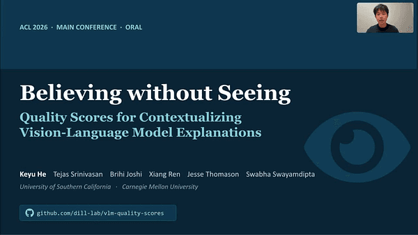 Believing without Seeing: Quality Scores for Contextualizing Vision-Language Model Explanations