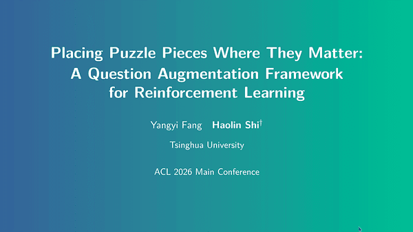 Placing Puzzle Pieces Where They Matter: A Question Augmentation Framework for Reinforcement Learning