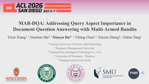 MAB-DQA: Addressing Query Aspect Importance in Document Question Answering with Multi-Armed Bandits