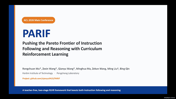 PARIF: Pushing the Pareto Frontier of Instruction Following and Reasoning with Curriculum Reinforcement Learning