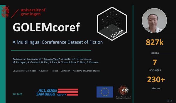 GOLEMcoref: A Multilingual Coreference Dataset of Fiction
