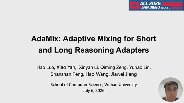 AdaMix: Adaptive Mixing for Short and Long Reasoning Adapters