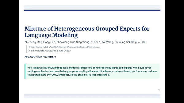 Mixture of Heterogeneous Grouped Experts for Language Modeling