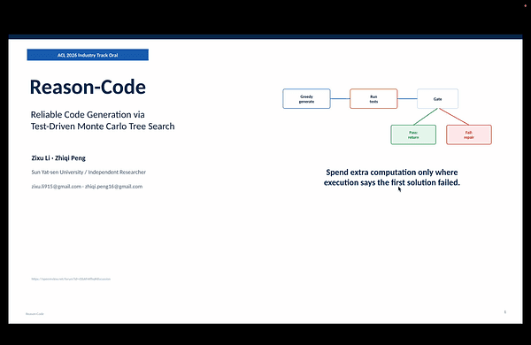 Reason-Code: Reliable Code Generation via Test-Driven Monte Carlo Tree Search