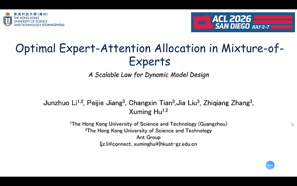 Optimal Expert-Attention Allocation in Mixture-of-Experts: A Scalable Law for Dynamic Model Design