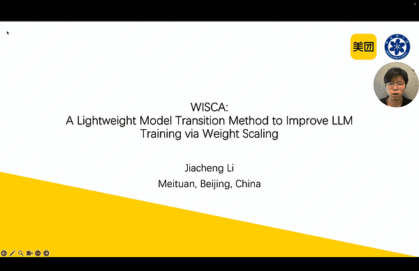 WISCA: A Lightweight Model Transition Method to Improve LLM Training via Weight Scaling