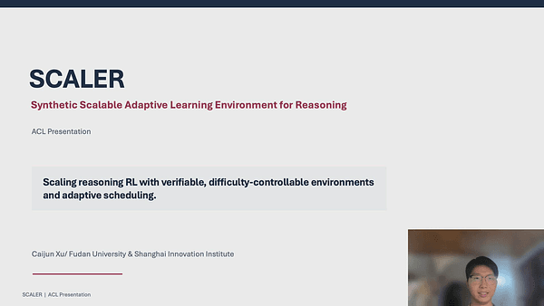 SCALER: Synthetic Scalable Adaptive Learning Environment for Reasoning