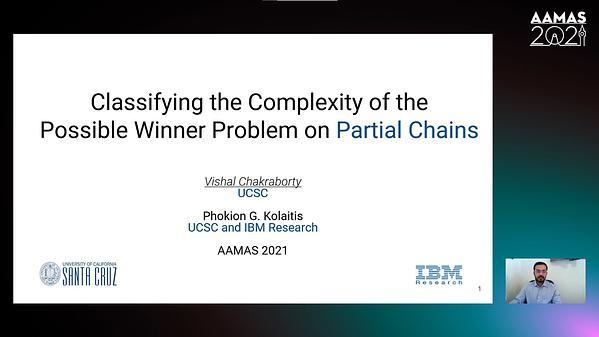 Classifying the Complexity of the Possible Winner Problem on Partial Chains