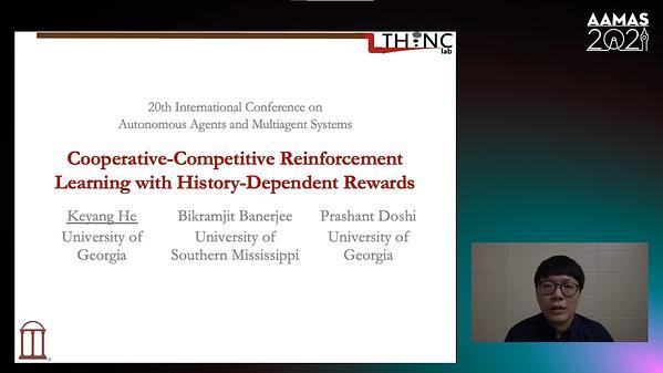 Cooperative-Competitive Reinforcement Learning with History-Dependent Rewards