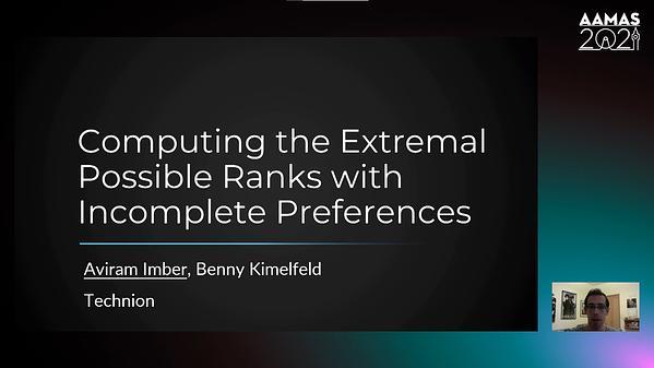 Computing the Extremal Possible Ranks with Incomplete Preferences