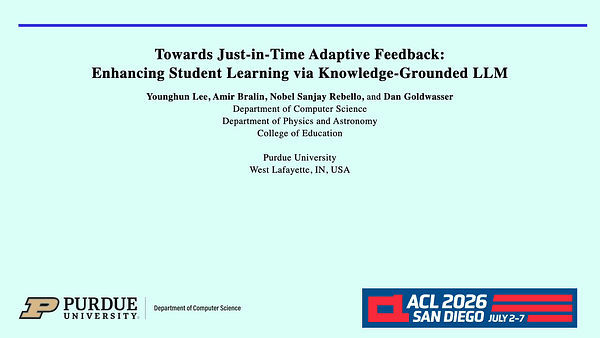 Towards Just-in-Time Adaptive Feedback: Enhancing Student Learning via Knowledge-Grounded LLM