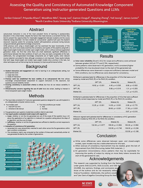 Assessing the Quality and Consistency of Automated Knowledge Component Generation using Instructor-generated Questions and LLMs