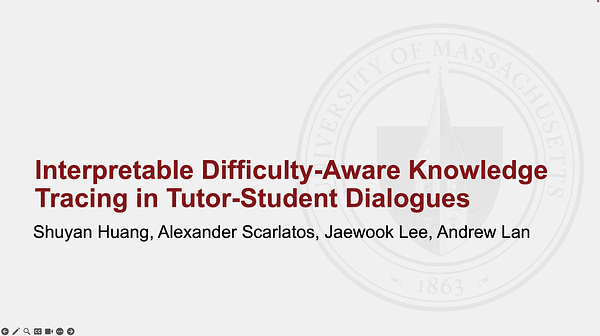 Interpretable Difficulty-Aware Knowledge Tracing in Tutor-Student Dialogues