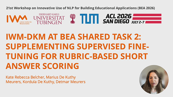 IWM-DKM at BEA 2026 Shared Task 2: Supplementing Supervised Fine-Tuning for Rubric-Based Short Answer Scoring
