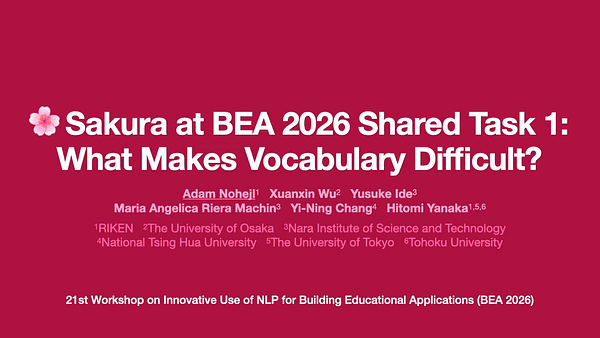 What Makes Words Hard? Sakura at BEA 2026 Shared Task on Vocabulary Difficulty Prediction