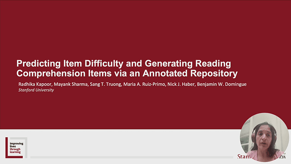 Predicting Item Difficulty and Generating Reading Comprehension Items via an Annotated Repository