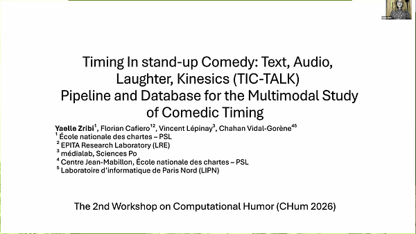 Timing In stand-up Comedy: Text, Audio, Laughter, Kinesics (TIC-TALK): Pipeline and Database for the Multimodal Study of Comedic Timing