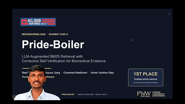 Pride-Boiler at MedGenVidQA 2026: LLM-Augmented BM25 Retrieval with Corrective Self-Verification for Biomedical Evidence Retrieval