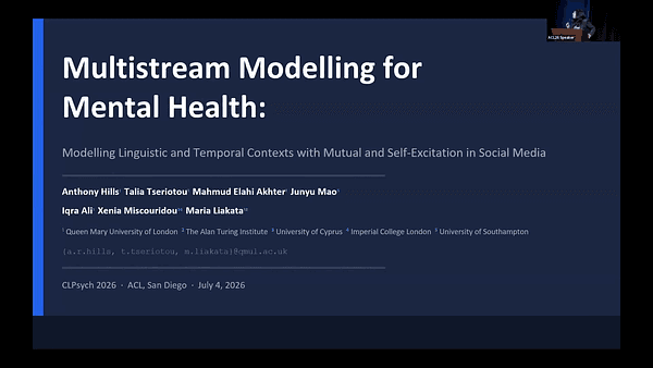Multistream Modelling for Mental Health: Modelling Linguistic and Temporal Contexts with Mutual and Self-Excitation in Social Media