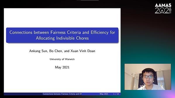 Connections between Fairness Criteria and Efficiency for Allocating Indivisible Chores